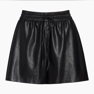 Good American Black High Waist Leather Shorts
